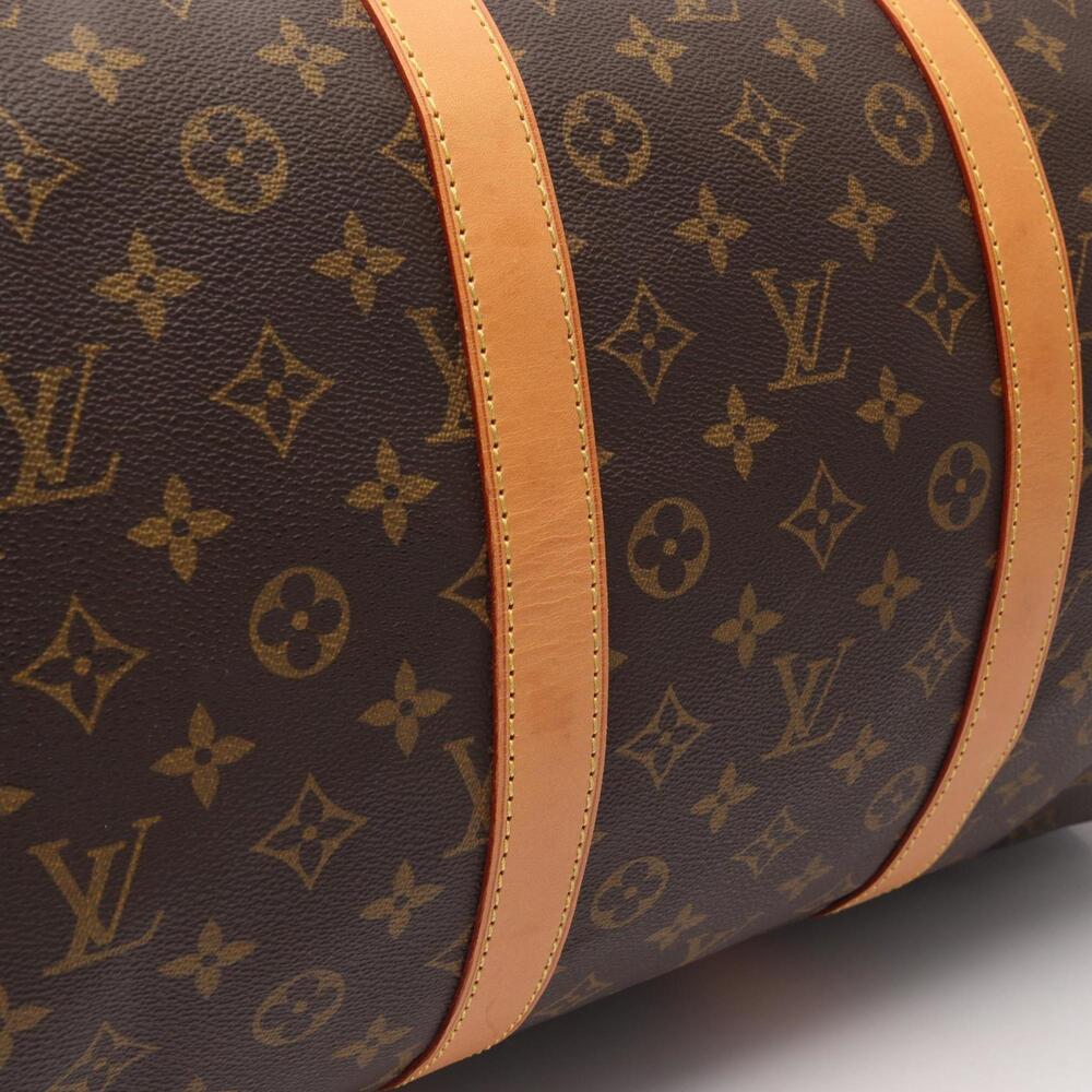 LOUIS VUITTON Authentic Brown Monogram Leather Keepall 55 Boston Bag - Picture 7 of 13